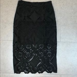 Abercrombie & Fitch High Waist Lace Midi Skirt